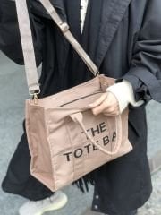 Kanvas Kumaş Kadın Tote Bag Koyu Bej