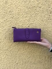 Bol Kartlıklı Yumuşak Deri Portföy Cüzdan Mor