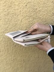 Bol Kartlıklı Yumuşak Deri  Portföy Cüzdan Krem