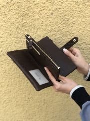 Bol Kartlıklı Yumuşak Deri Portföy Cüzdan Kahverengi
