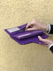 İki Fermuarlı Kadın Cüzdanı Mor