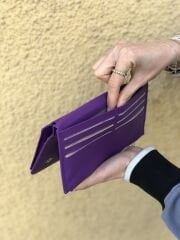 İki Fermuarlı Kadın Cüzdanı Mor