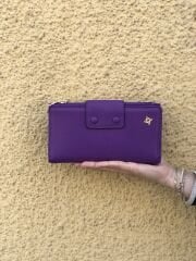 İki Fermuarlı Kadın Cüzdanı Mor