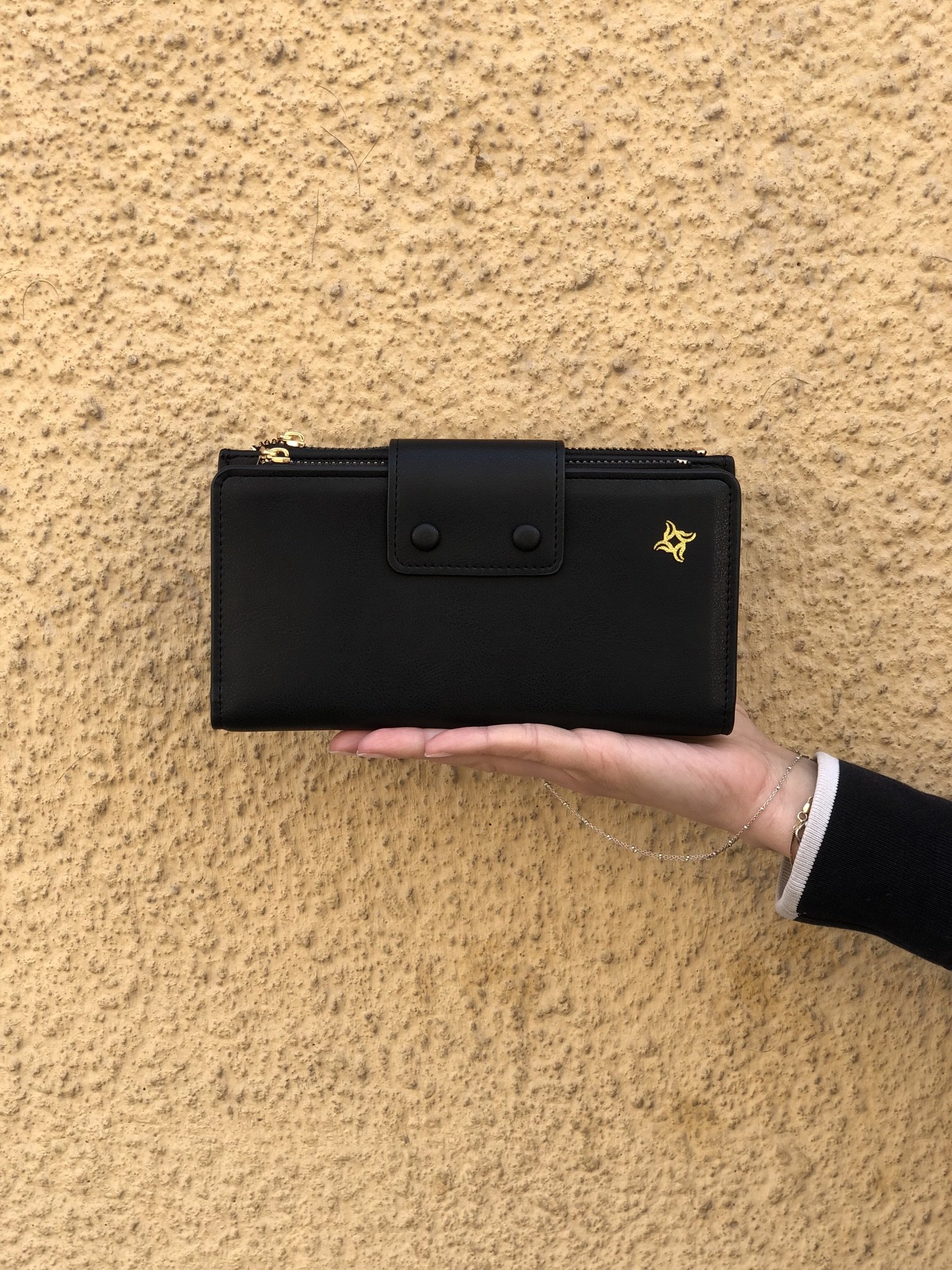 İki Fermuarlı Kadın Cüzdanı Siyah