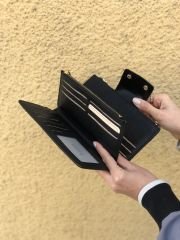 İki Fermuarlı Kadın Cüzdanı Siyah