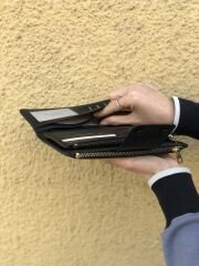 İki Fermuarlı Kadın Cüzdanı Siyah