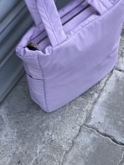 Puf Kumaş Kadın Omuz Çantası Lila